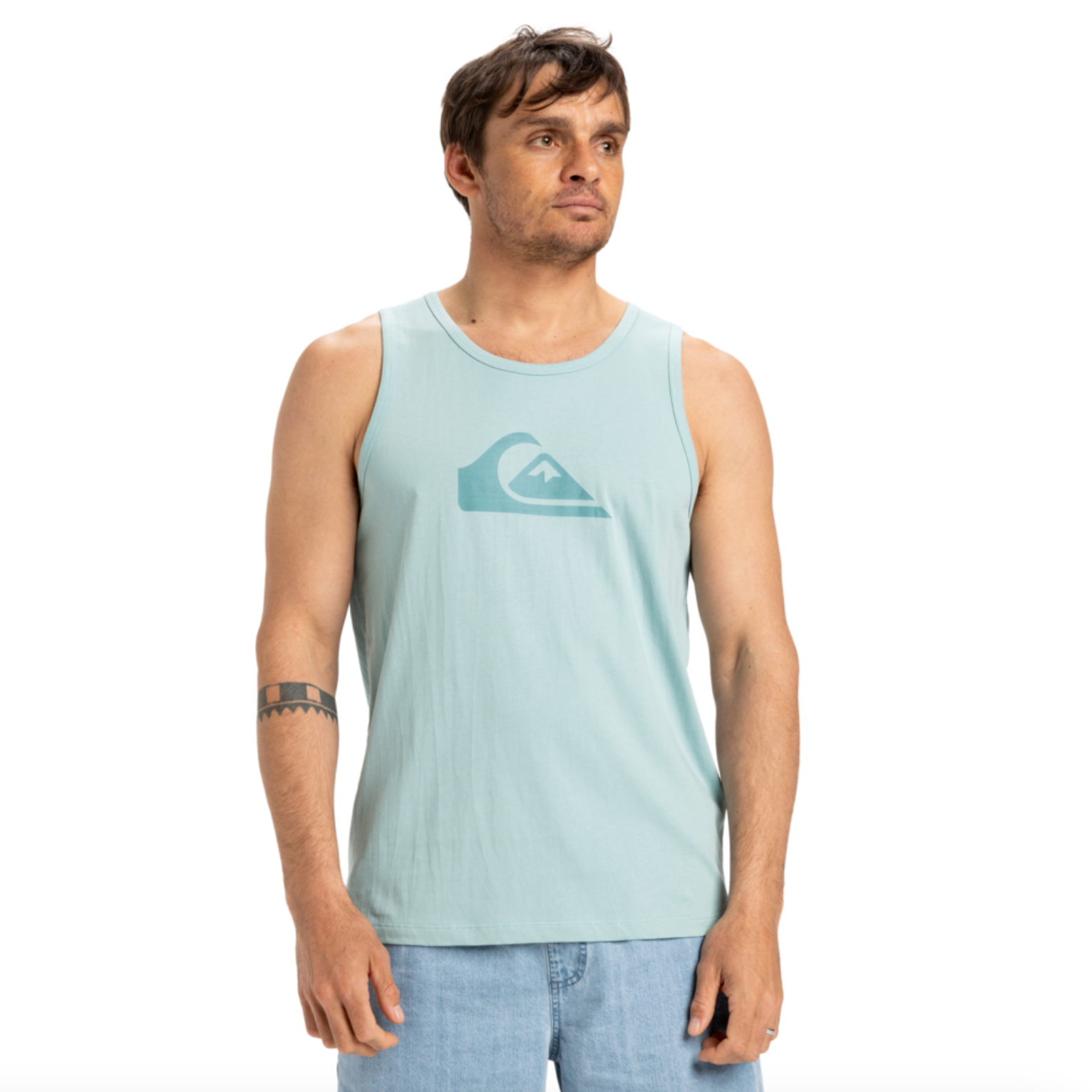 Camiseta de tirantes QUIKSILVER Comp Logo Tank Aquifer para hombre color azul claro con logo frontal