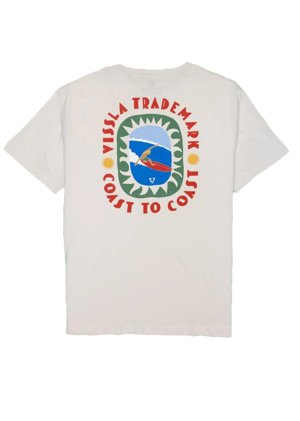 Camiseta Vissla Coast To Coast Eco Ss Tee Bone blanca camiseta surf hombre algodón orgánico