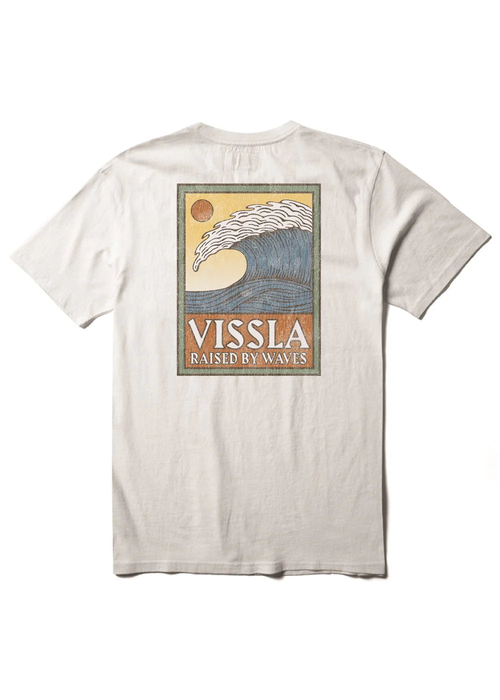 Camiseta Vissla Peaky Tee White blanca hombre con diseño trasero surf vintage