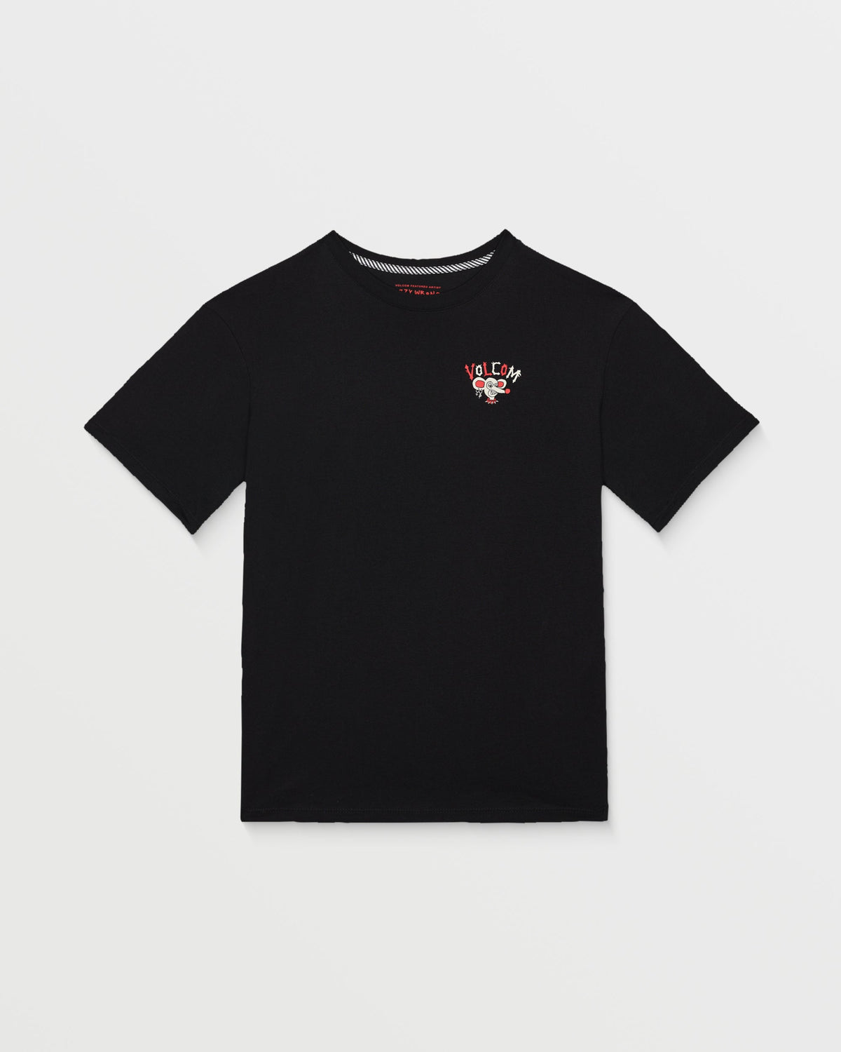 Camiseta Volcom Ozzy II Black para niño vista de perfil con modelo oficial
