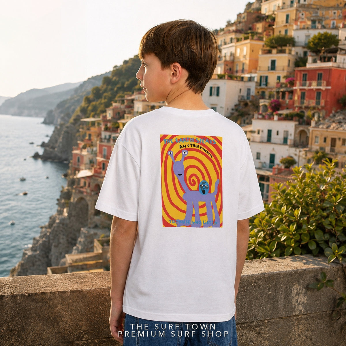 Camiseta Volcom Weirdcard White para niño en editorial mediterránea premium de THE SURF TOWN