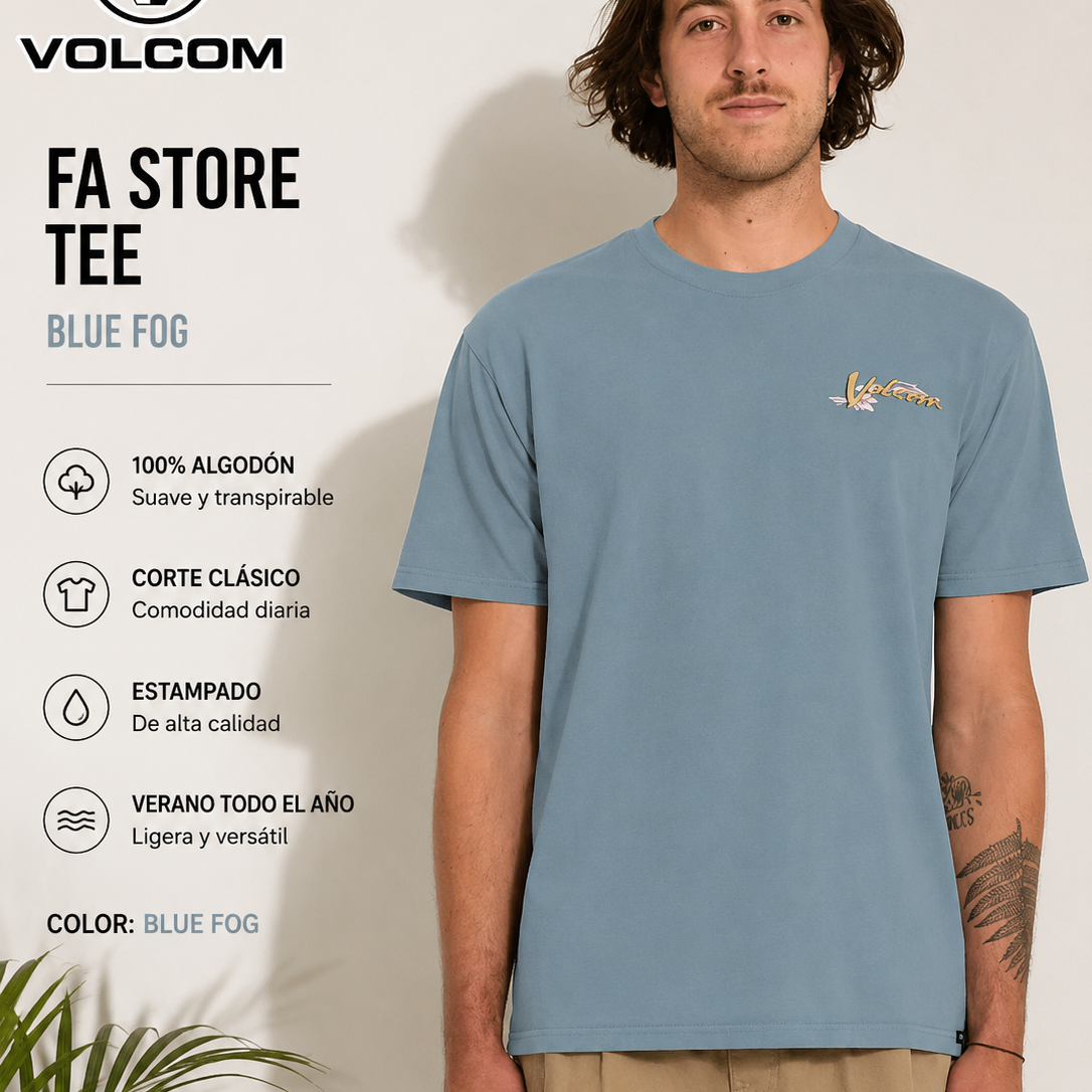 Camiseta Volcom Zorch Tradewinds azul para hombre en estilo surf lifestyle premium