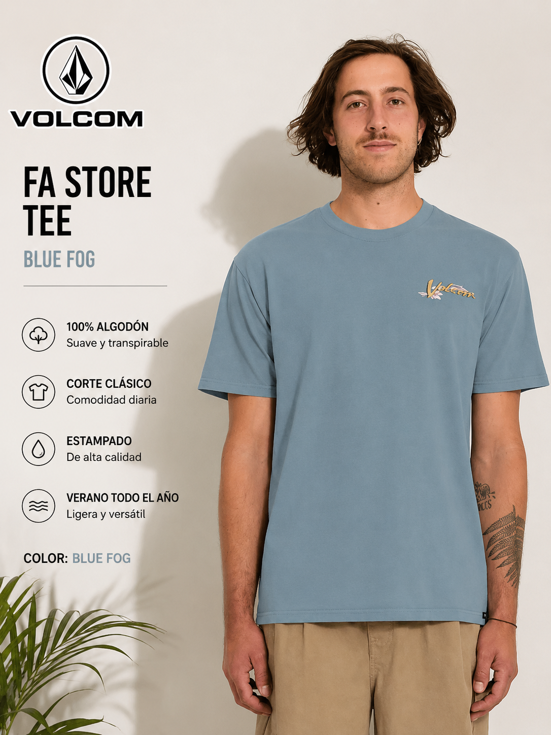 Camiseta Volcom Zorch Tradewinds azul para hombre en estilo surf lifestyle premium