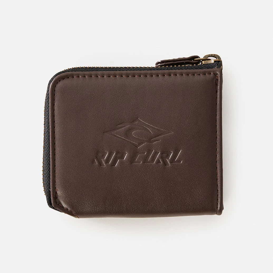 Cartera Rip Curl Zip Around PU Brown marrón con cremallera y logo grabado
