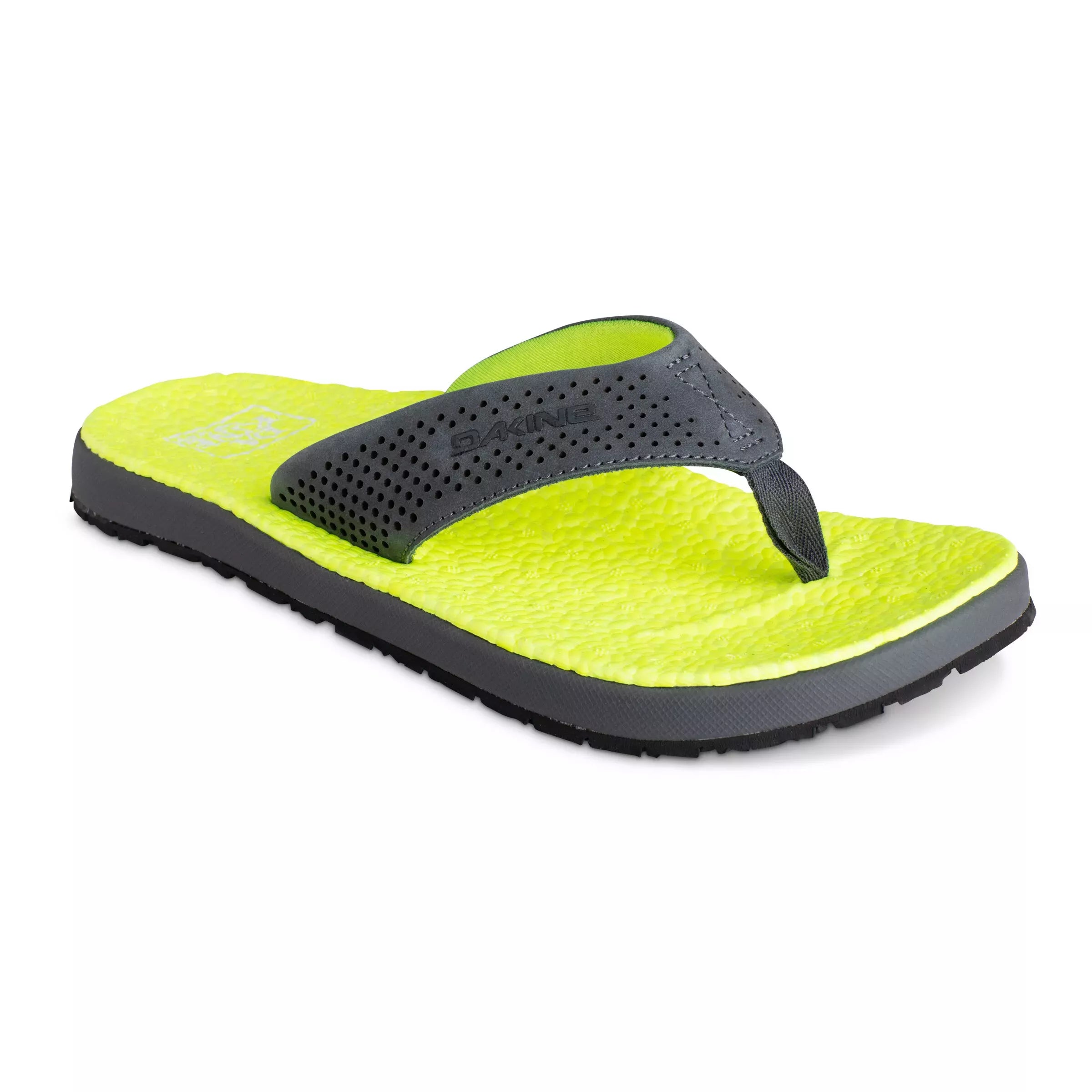 Chanclas DAKINE No Ka’oi Sport Grey Lime para hombre con plantilla amortiguada gris oscuro y lime estilo surf verano
