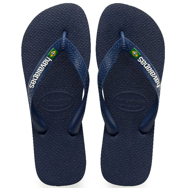 Chanclas Havaianas Brasil Logo azul marino unisex con bandera de Brasil para verano y playa