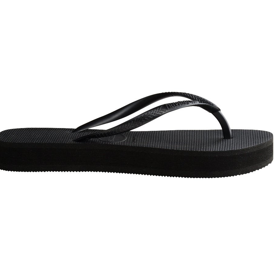 Chanclas Havaianas Slim Platform Black mujer negras con suela plataforma cómoda de goma ideales para verano, playa y piscina