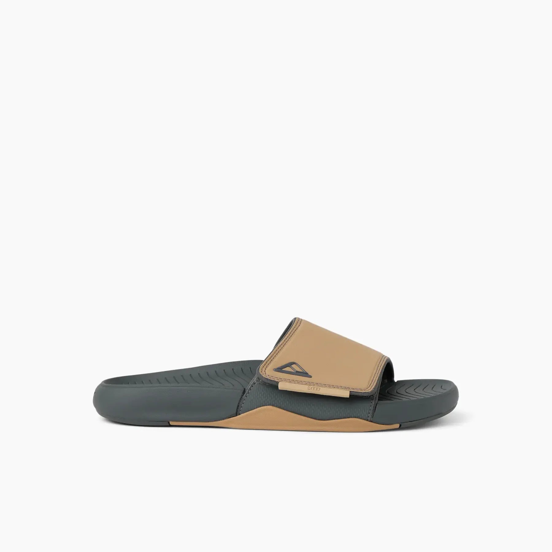 Chanclas pala REEF Cushion Phantom Slab Black Tan para hombre con plantilla acolchada y diseño premium