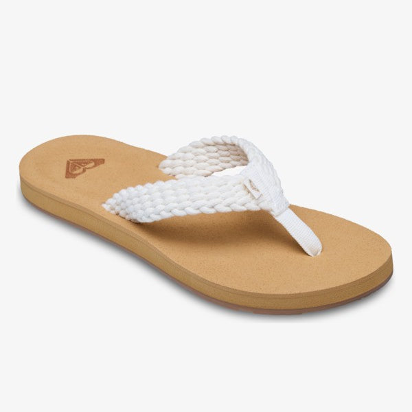 Chanclas ROXY Porto Natural de mujer en color beige con tira blanca estilo verano surf