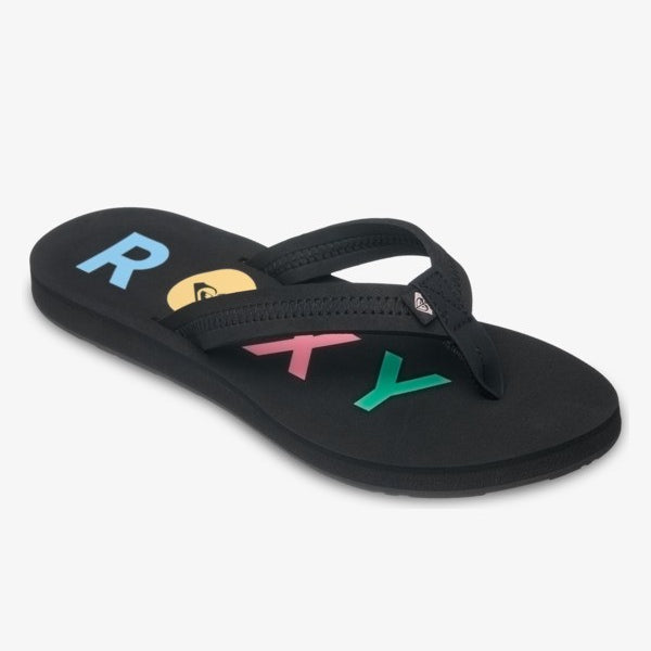 Chanclas ROXY Vista Black de mujer en color negro con logo estilo surf verano