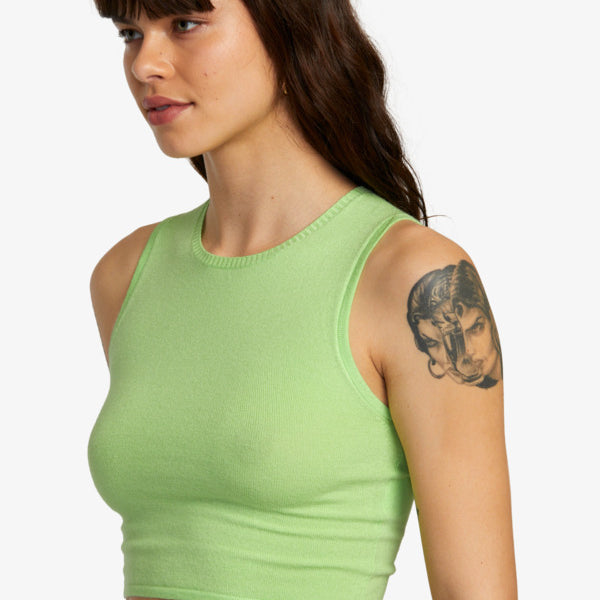 detalle top RVCA Shiver Sweater Crop Top Glow mujer