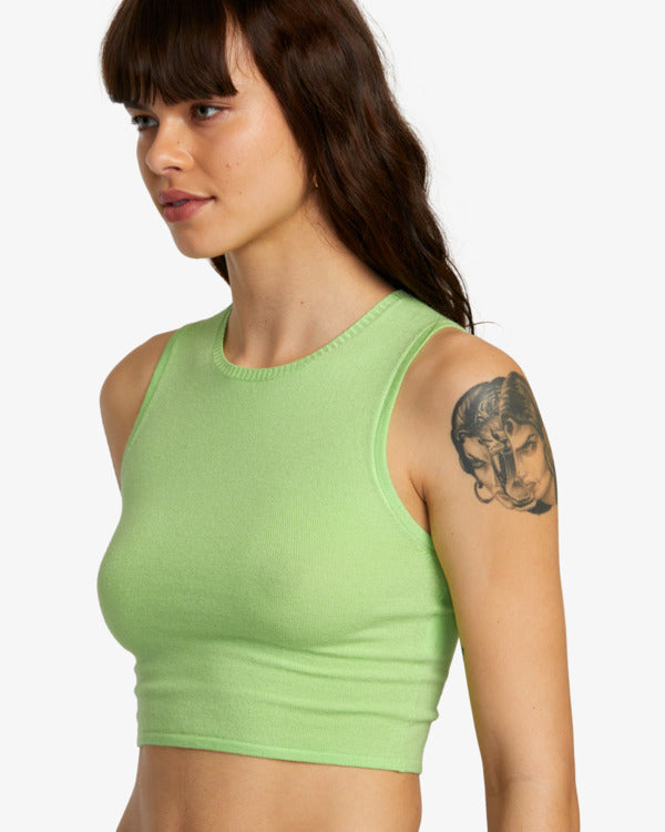 detalle top RVCA Shiver Sweater Crop Top Glow mujer