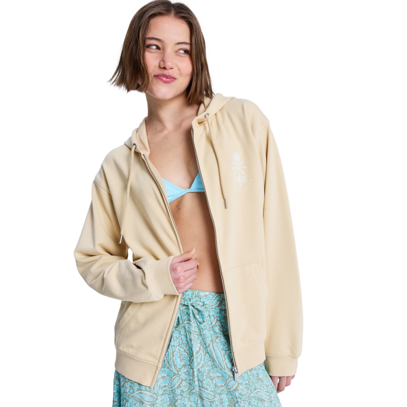 Sudadera Roxy Surf Stoked Zip Terry - Beige (Pebble) - imagen oficial principal del producto