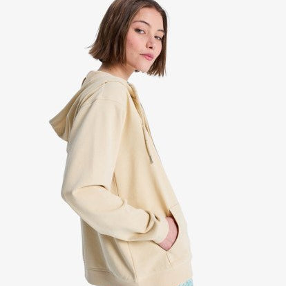 Sudadera Roxy Surf Stoked Zip Terry - Beige (Pebble) - imagen oficial de producto, vista frt2