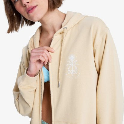 Sudadera Roxy Surf Stoked Zip Terry - Beige (Pebble) - imagen oficial de producto, vista frt3