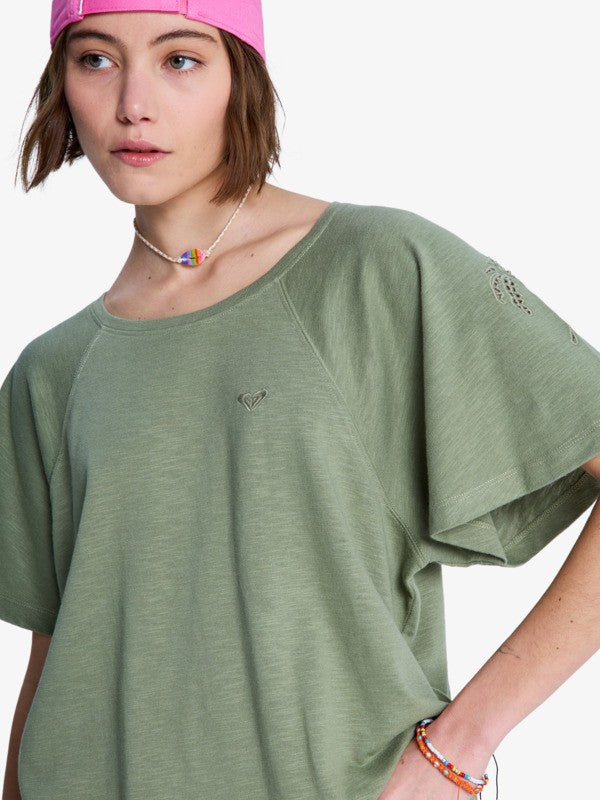 Camiseta Roxy Time For Palm Tree Oil Green