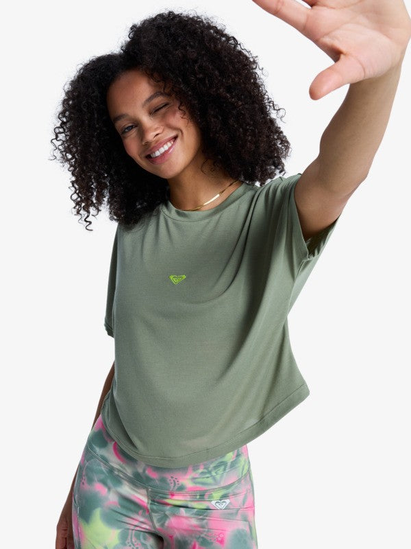 Camiseta Roxy Tech Everyday Flow Tee Oil Green
