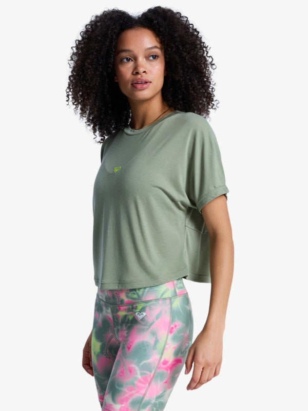 Camiseta Roxy Tech Everyday Flow Tee Oil Green