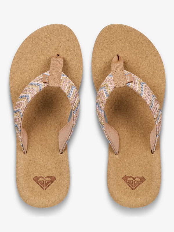 Chanclas Roxy Porto Raffia Blue/Brown/White