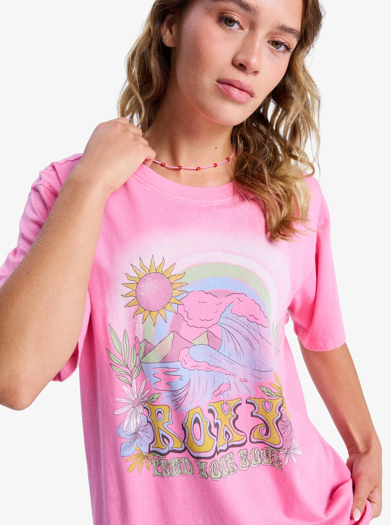 Camiseta Roxy Sunnyoversize Ootic Wash Pink Cosmos