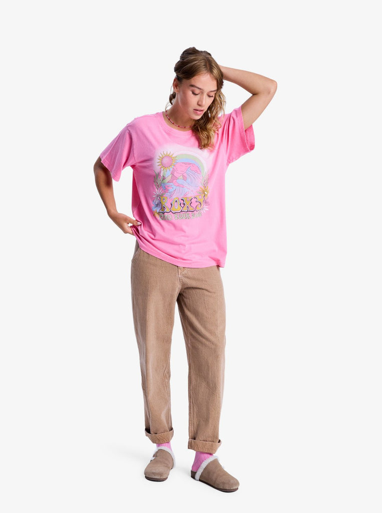 Camiseta Roxy Sunnyoversize Ootic Wash Pink Cosmos