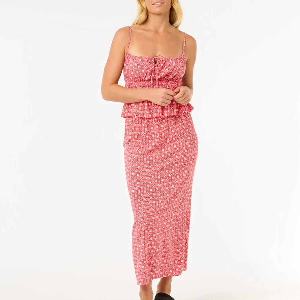 Falda RIP CURL Cala Mayor Red mujer falda larga verano estampada surf