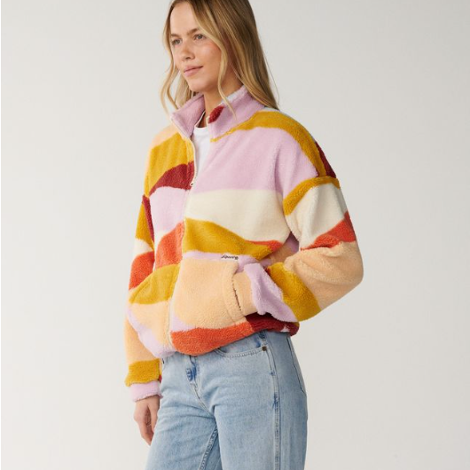 como queda puesto el forro polar rip curl retro swell multicolor