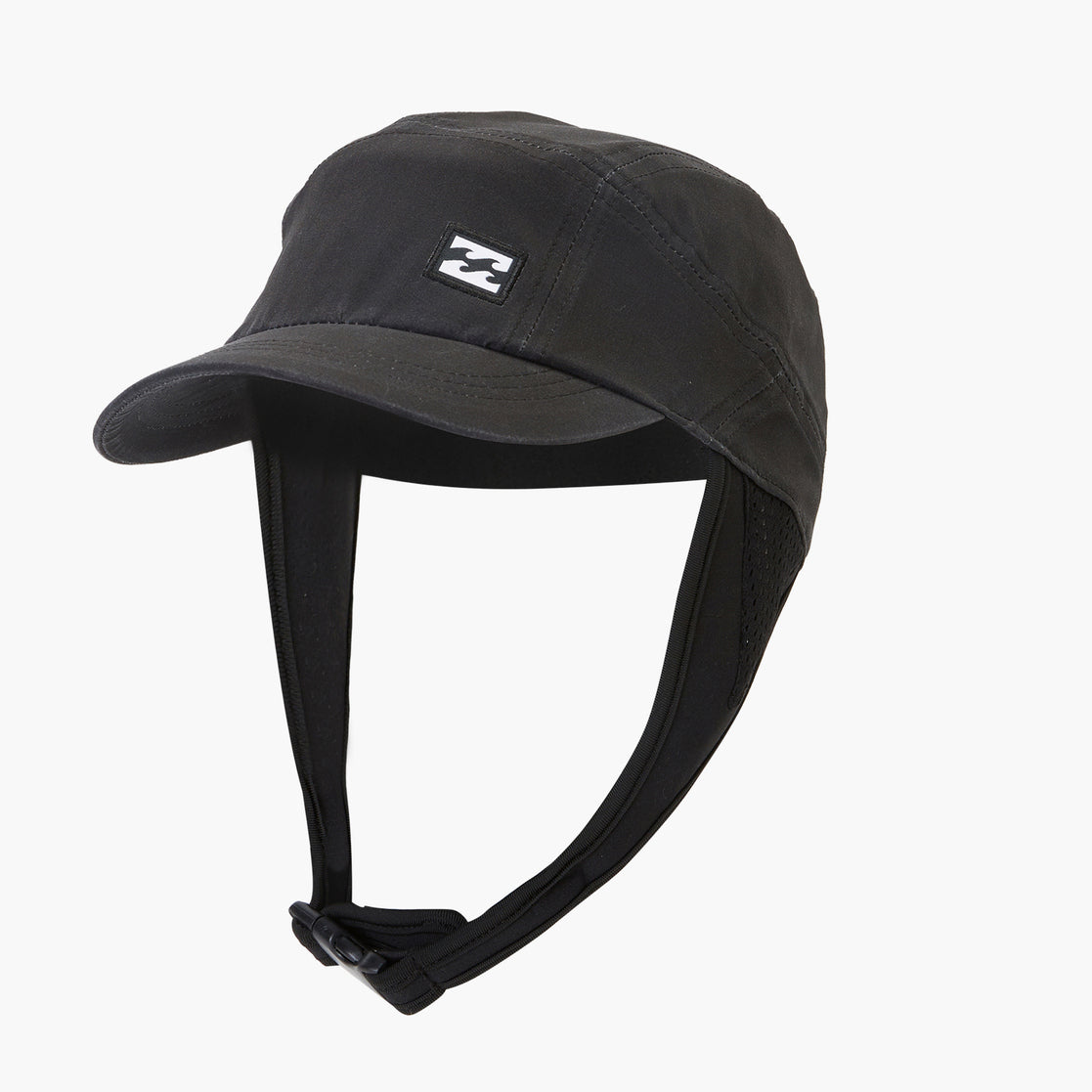 Gorra Billabong Surf Cap Antique Black negra técnica con sujeción bajo la barbilla y cierre ajustable para surf