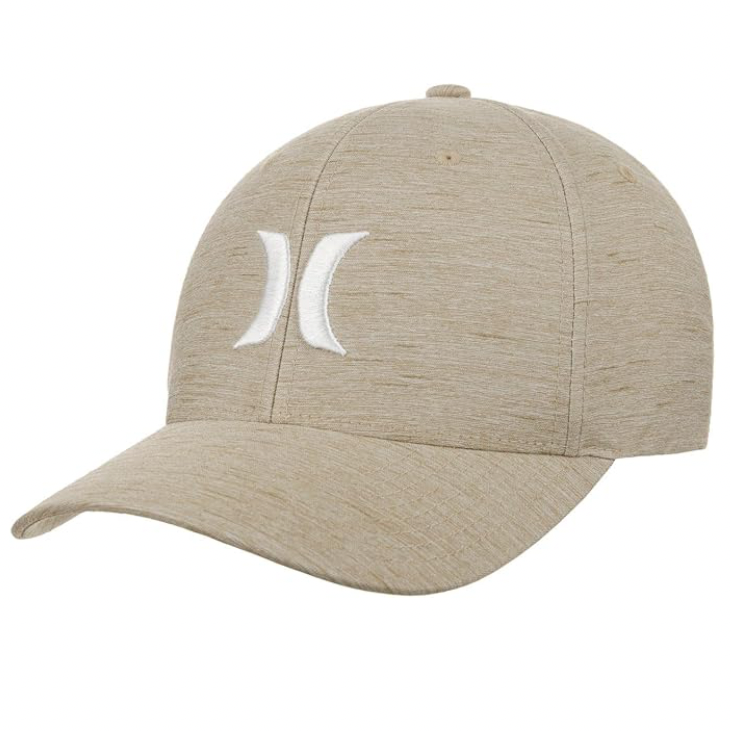 Gorra Hurley H2O Dri One & Only Heather Bone con ajuste elástico y diseño surf para hombre