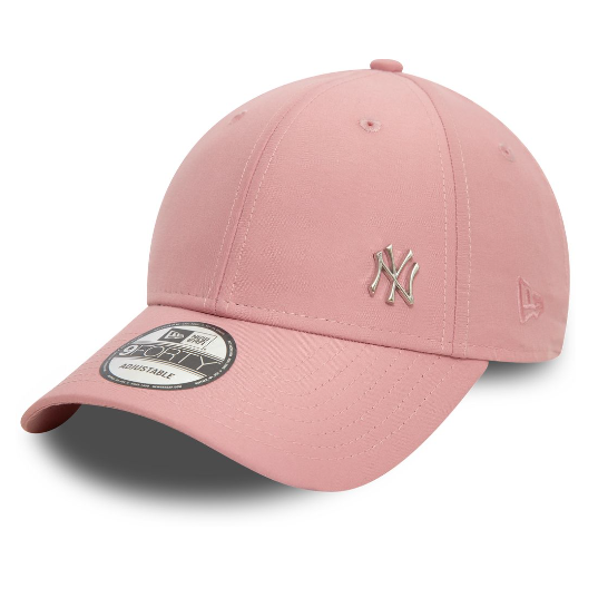 Gorra New Era Flawless NY Pink rosa con logo NY metálico y cierre trasero ajustable strapback