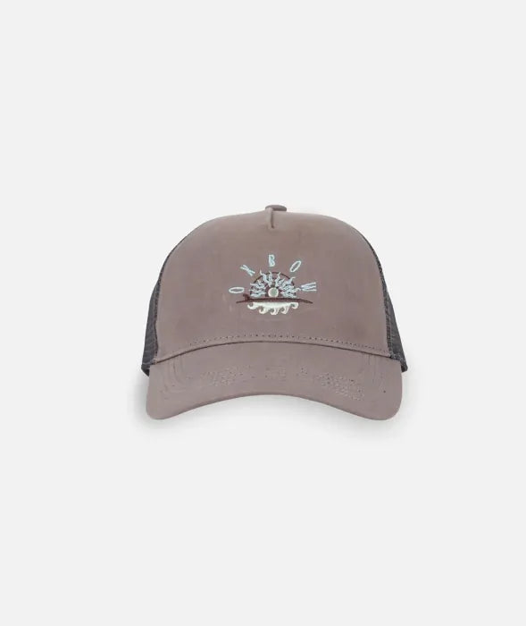Gorra Oxbow Sandbar Driftwood trucker marrón con malla trasera y cierre ajustable estilo surf