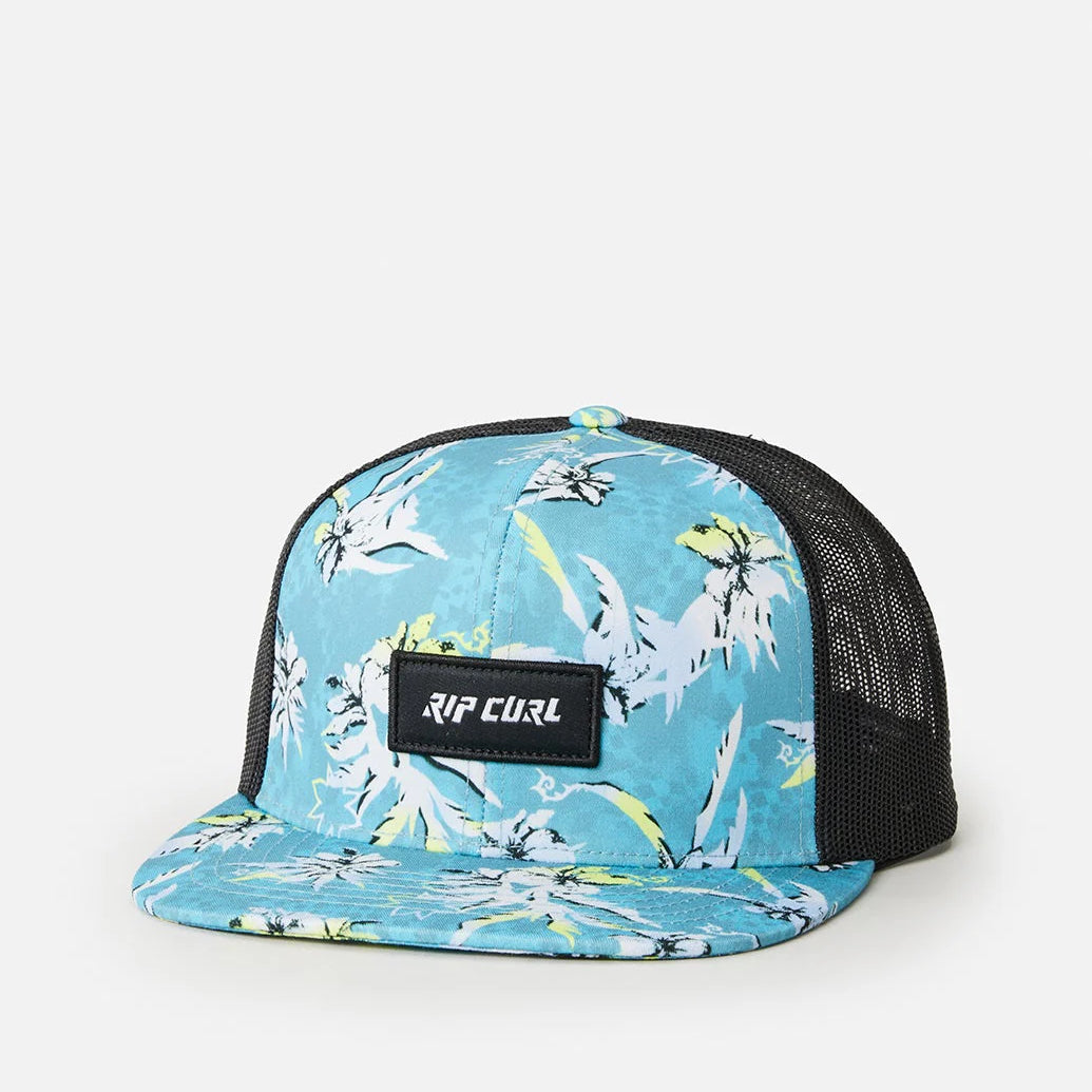 Gorra RIP CURL Combo Trucker Blue Lagoon gorra trucker de surf con malla trasera y estampado tropical azul