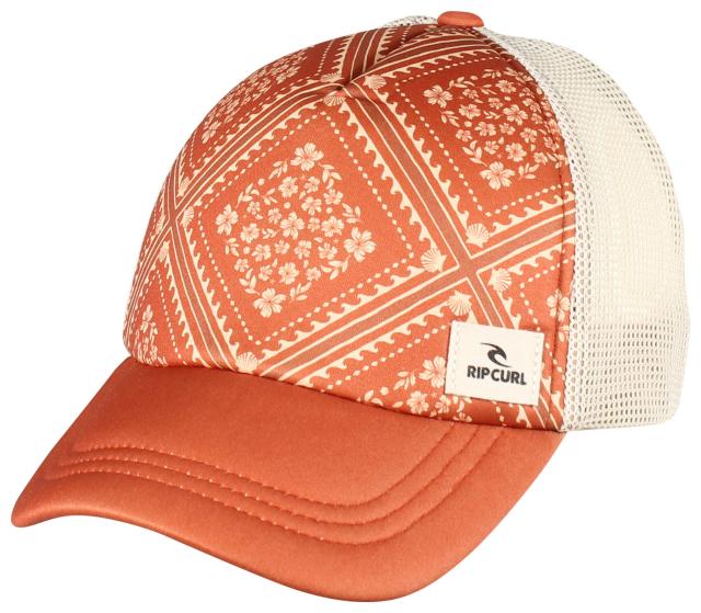 Gorra Rip Curl Mixed Trucker Rust estilo trucker ajustable color teja con rejilla trasera