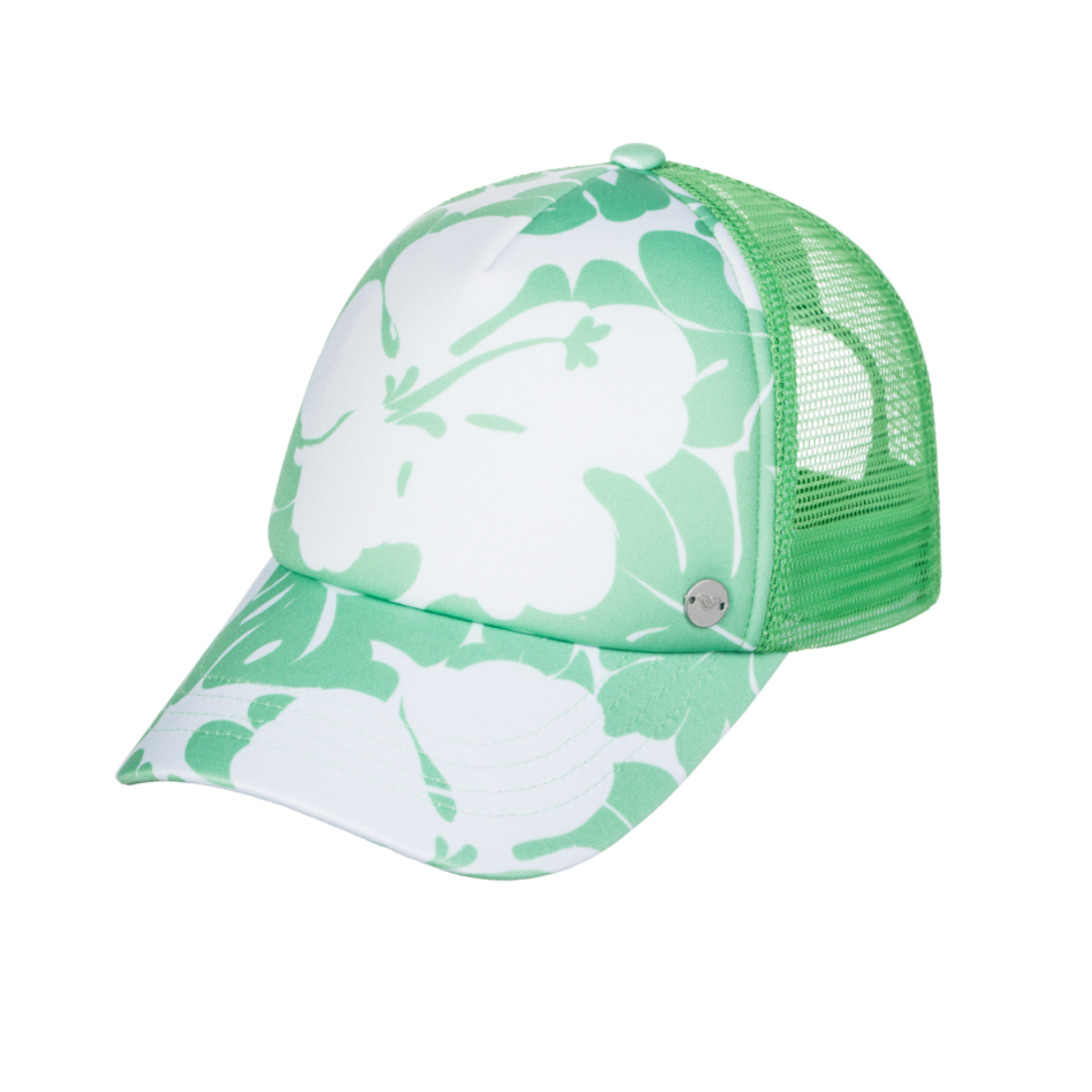 Gorra Roxy Beautiful Morning Zephyr Green trucker para mujer con rejilla trasera y cierre ajustable