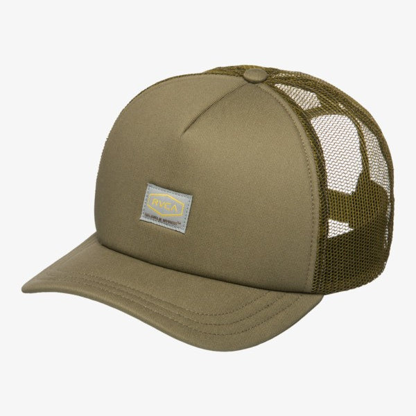 Gorra RVCA Dayshift Foamy Olive verde oliva trucker con rejilla hombre estilo surf urbano