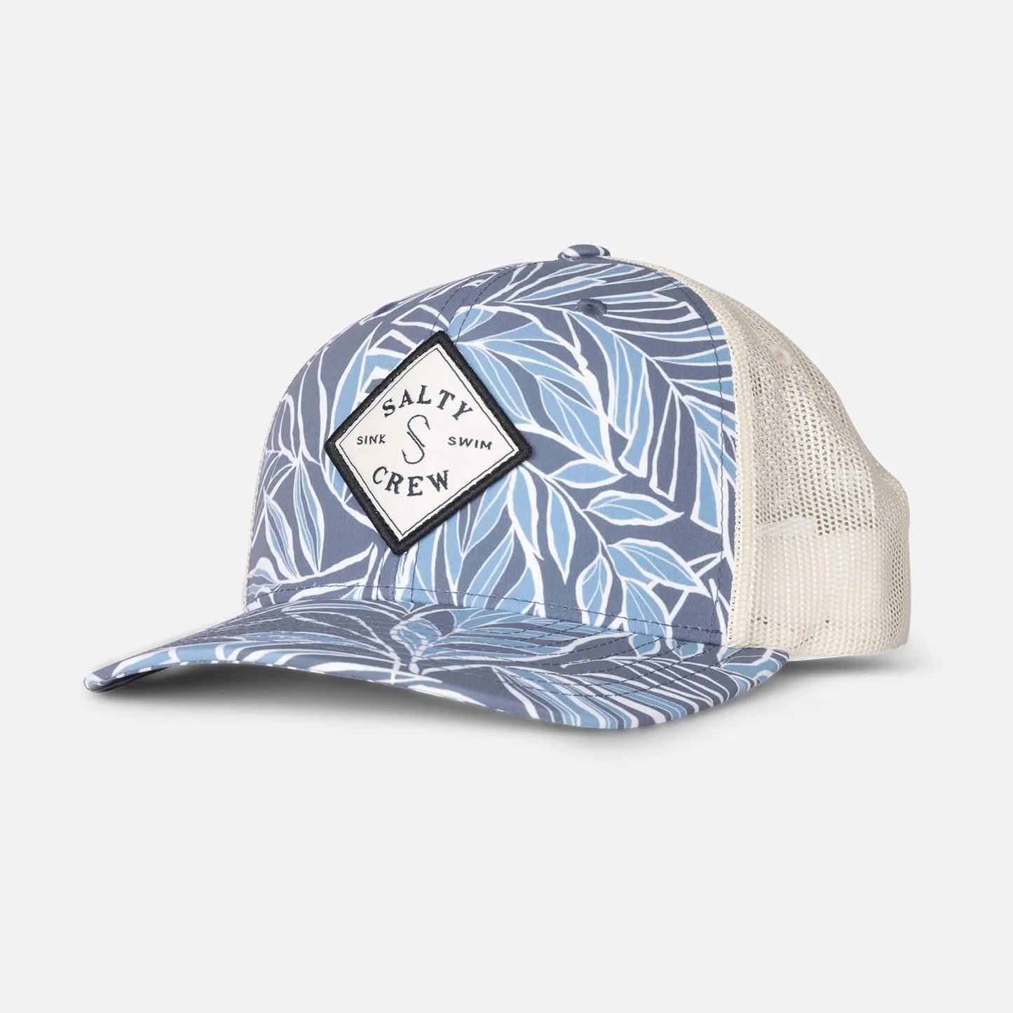 Gorra Salty Crew Sealine Retro Trucker azul Fin Blue con rejilla trasera y cierre snapback ajustable