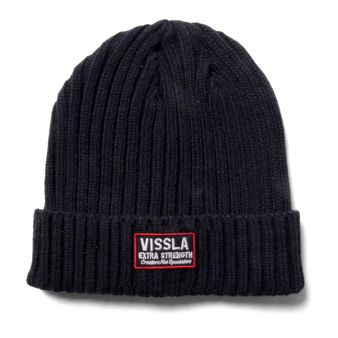 Gorro Vissla Creators Horizon Eco Beanie Black unisex con tejido elástico y materiales reciclados, ideal para un look urbano cómodo y sostenible