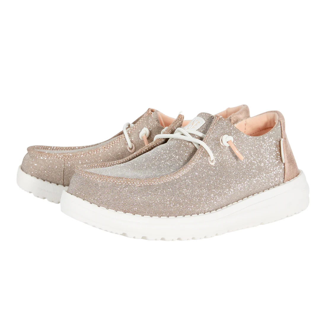 zapatillas HEY DUDE Wendy Metallic Sparkle Rose Gold mujer ultraligeras casual