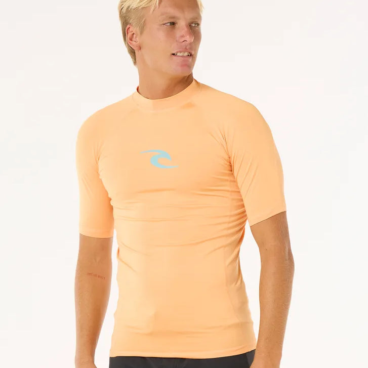 licra RIP CURL hombre naranja UPF 50 surf manga corta protección solar cómoda