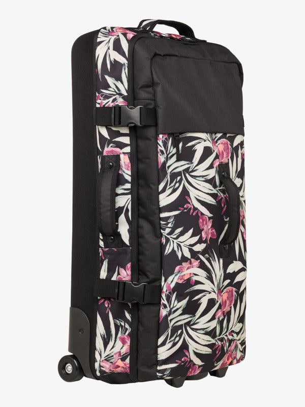 Maleta de viaje ROXY Big Souvenir 85L grande con ruedas y estampado tropical resistente