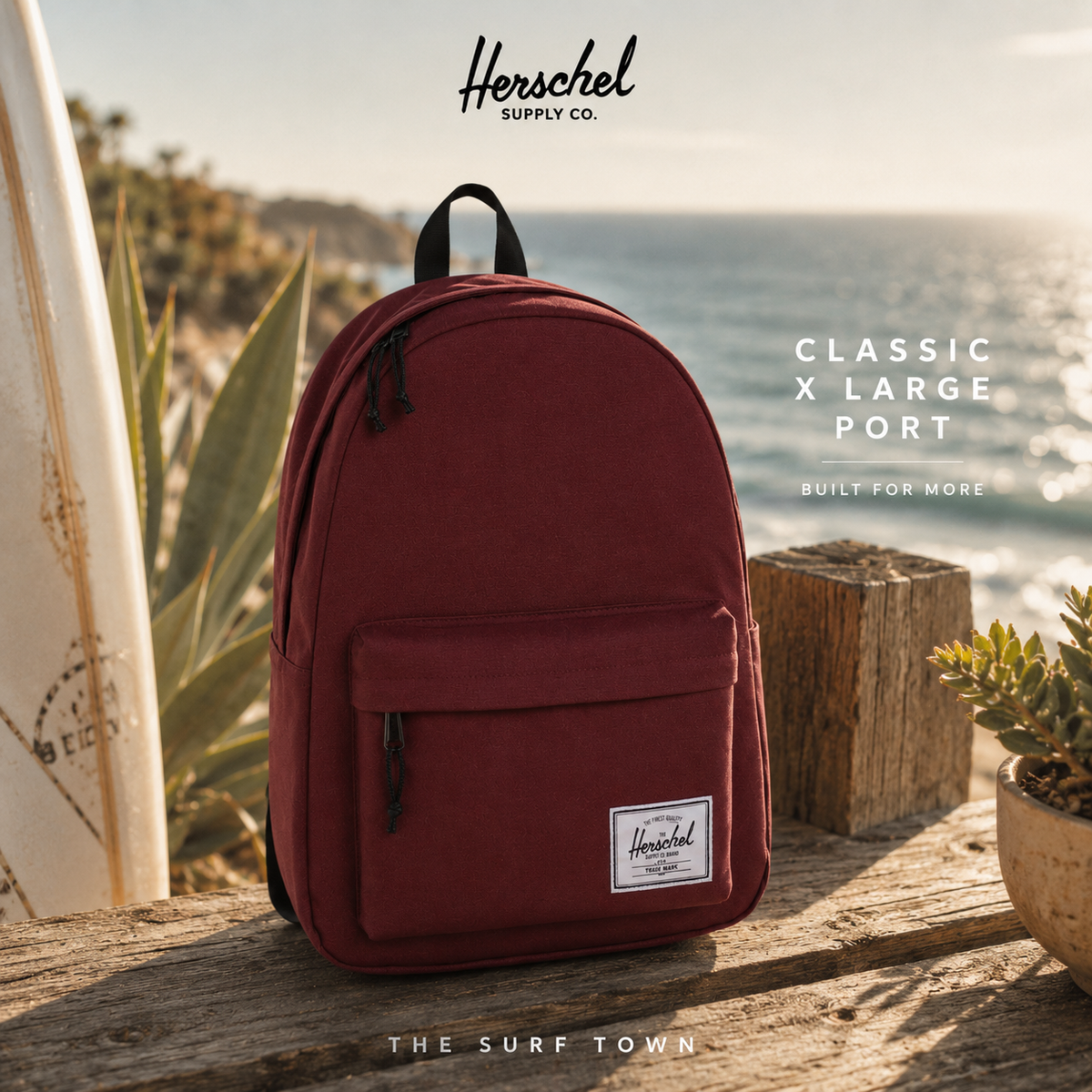 Herschel Classic X-Large Port Maroon Unisex High-Capacity Backpack – The Surf Town