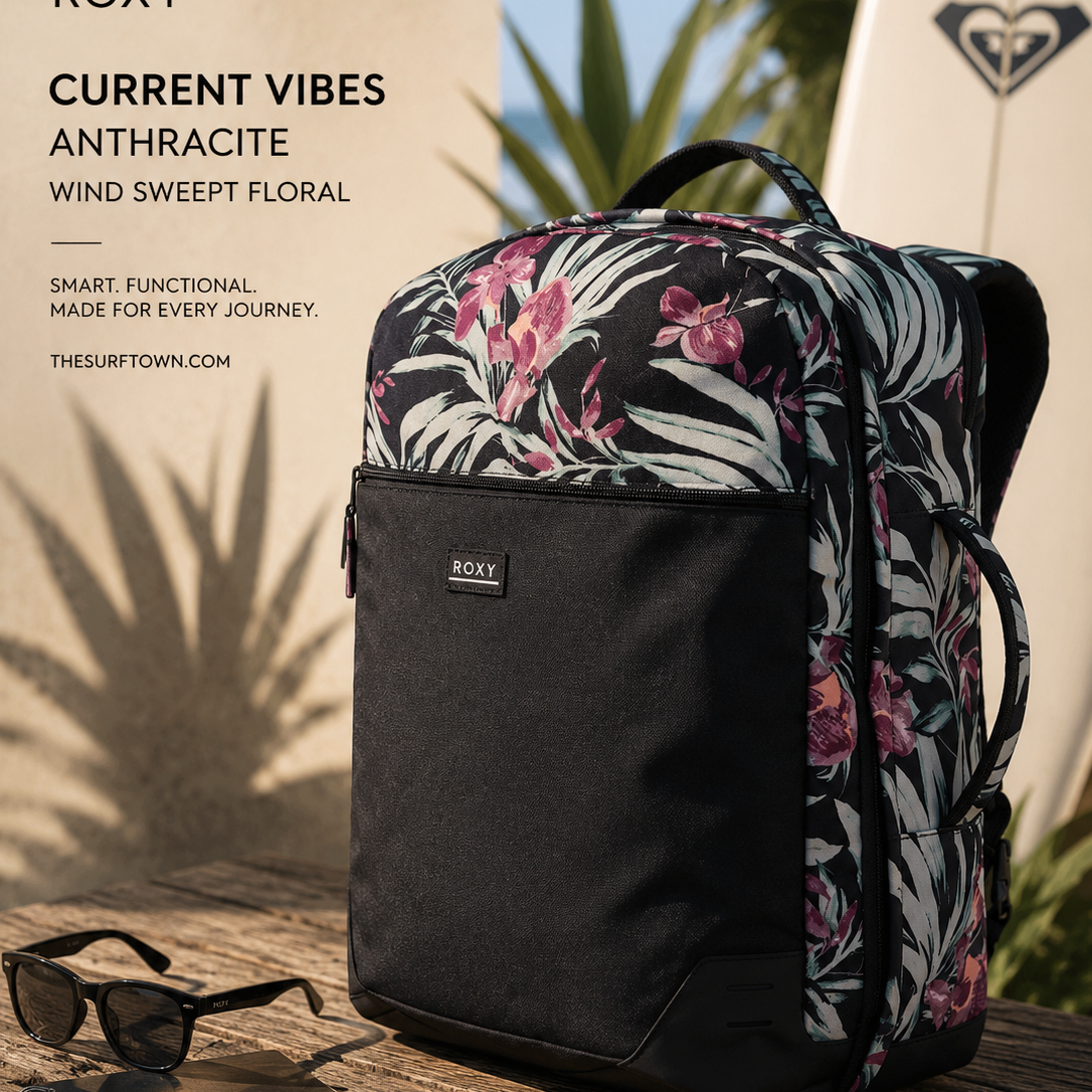 Mochila Roxy Current Vibes Anthracite Wind Swept Floral lifestyle surf premium mujer