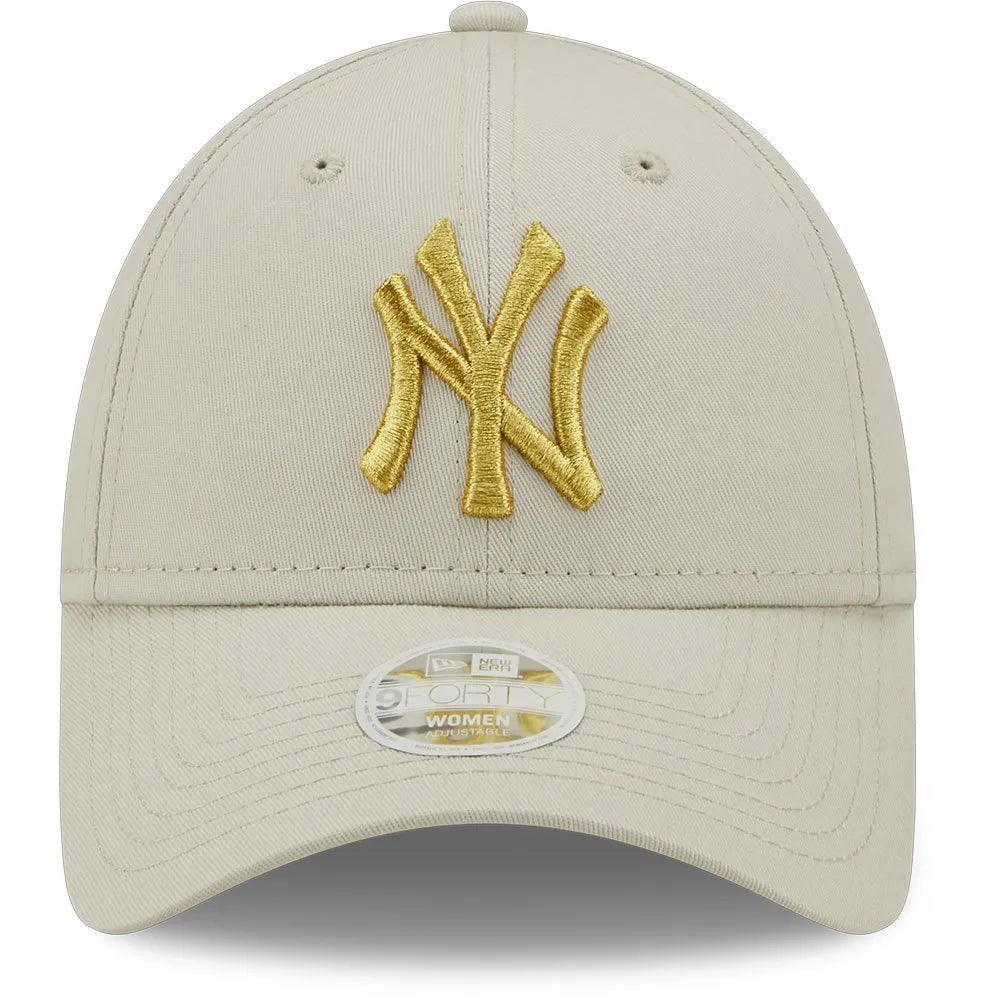 Gorra New Era New York Yankees Metallic Logo 9FORTY Beige Gold