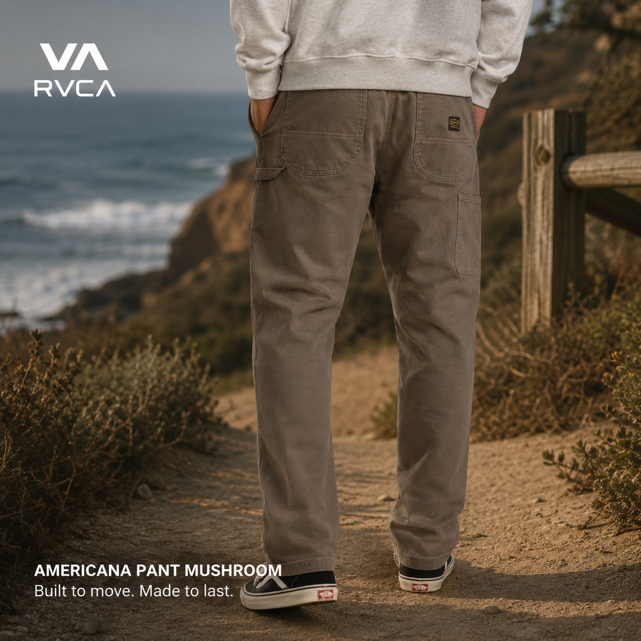 Pantalón Rvca Americana Mushroom beige estilo surfwear premium para hombre