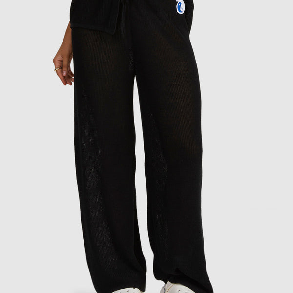 Pantalón RVCA Fade Holiday Black para mujer de punto negro con corte holgado
