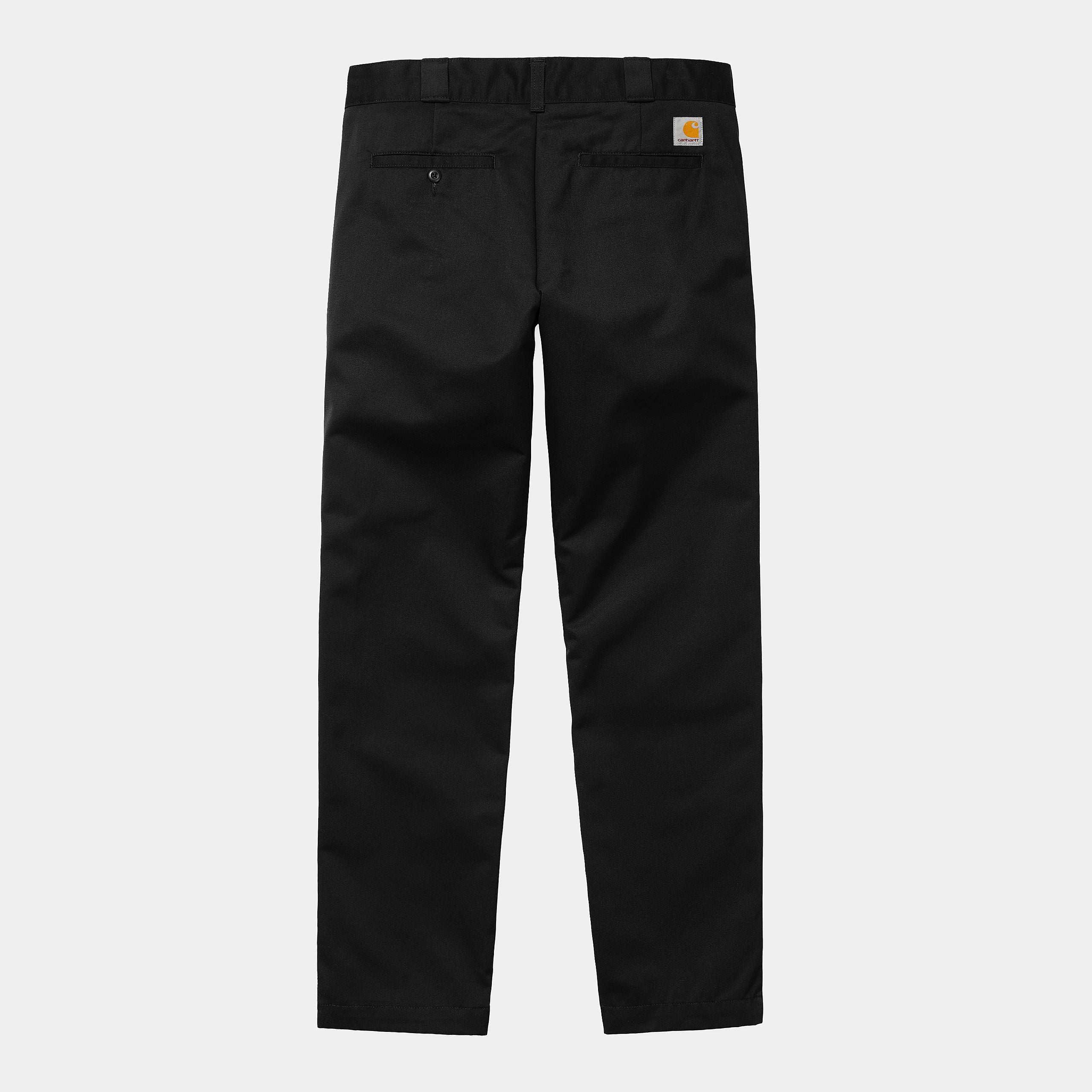 Pantalones Carhartt WIP Master Pant Black Rinsed II en color negro, corte chino y tejido resistente, ideales para looks urbanos y uso diario