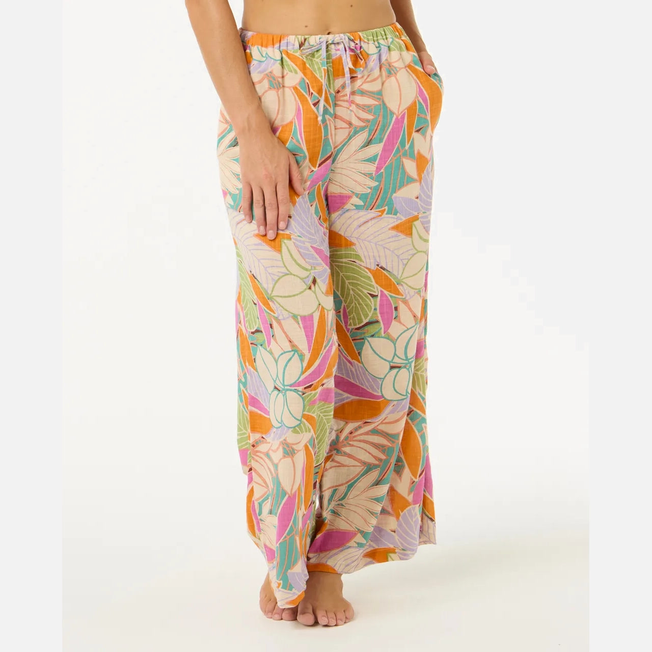 Pantalones RIP CURL Cala Vadella Multiflora mujer pantalon surf mujer estampado tropical corte ancho