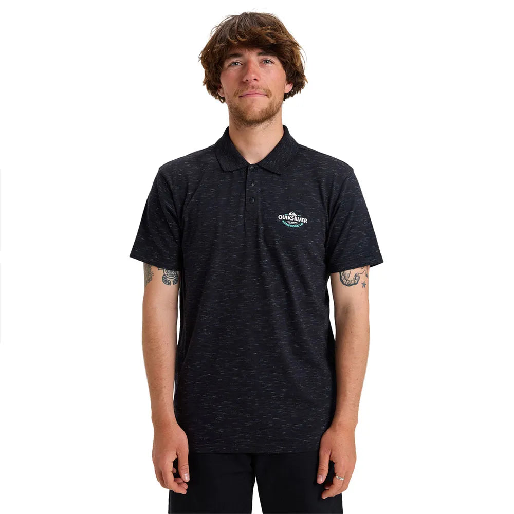 Polo Quiksilver Stretch Black Black para hombre color negro estilo surf elegante con logo en el pecho