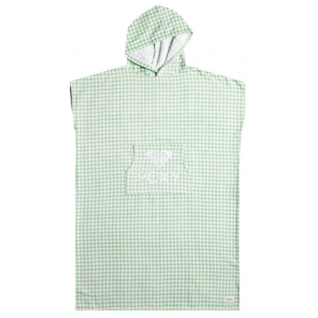 Poncho toalla ROXY Stay Magical Green en color verde con capucha y bolsillo frontal ideal para surf y playa