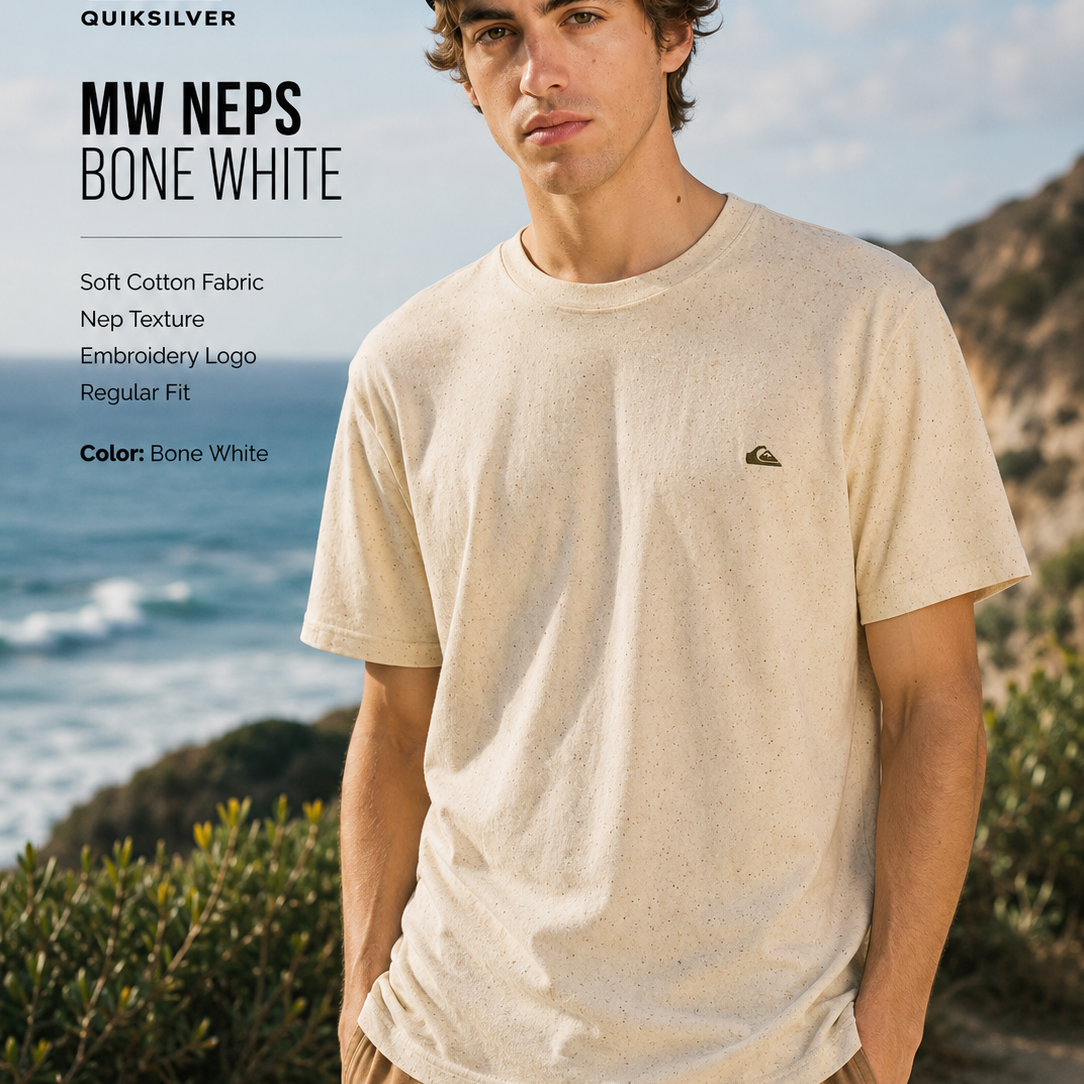 Camiseta Quiksilver Mw Neps Bone White estilo surf lifestyle premium para hombre
